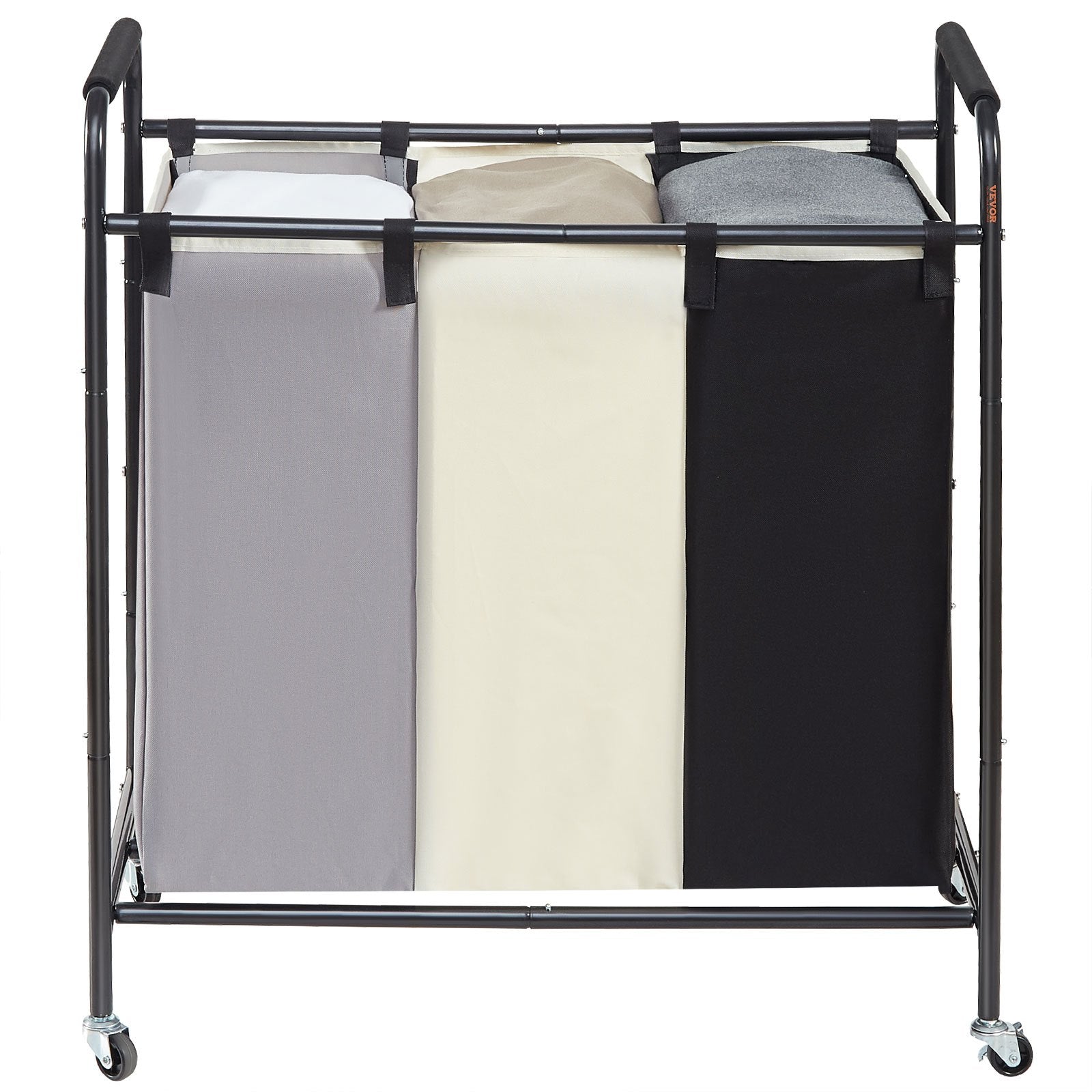 Laundry Storage: VEVOR 3-Section Laundry Basket, Heavy Duty Laundry Hamper Storage Organizer, Laundry Sorter Cart with Heavy Duty Lockable Wheels for Dirty Clothes in Laundry Room Bedroom