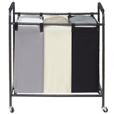 Laundry Storage: VEVOR 3-Section Laundry Basket, Heavy Duty Laundry Hamper Storage Organizer, Laundry Sorter Cart with Heavy Duty Lockable Wheels for Dirty Clothes in Laundry Room Bedroom