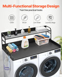 Audio Accessories: VEVOR Washer Dryer Countertop with Shelf 54"x27" Wooden Washer Dryer Cover Black