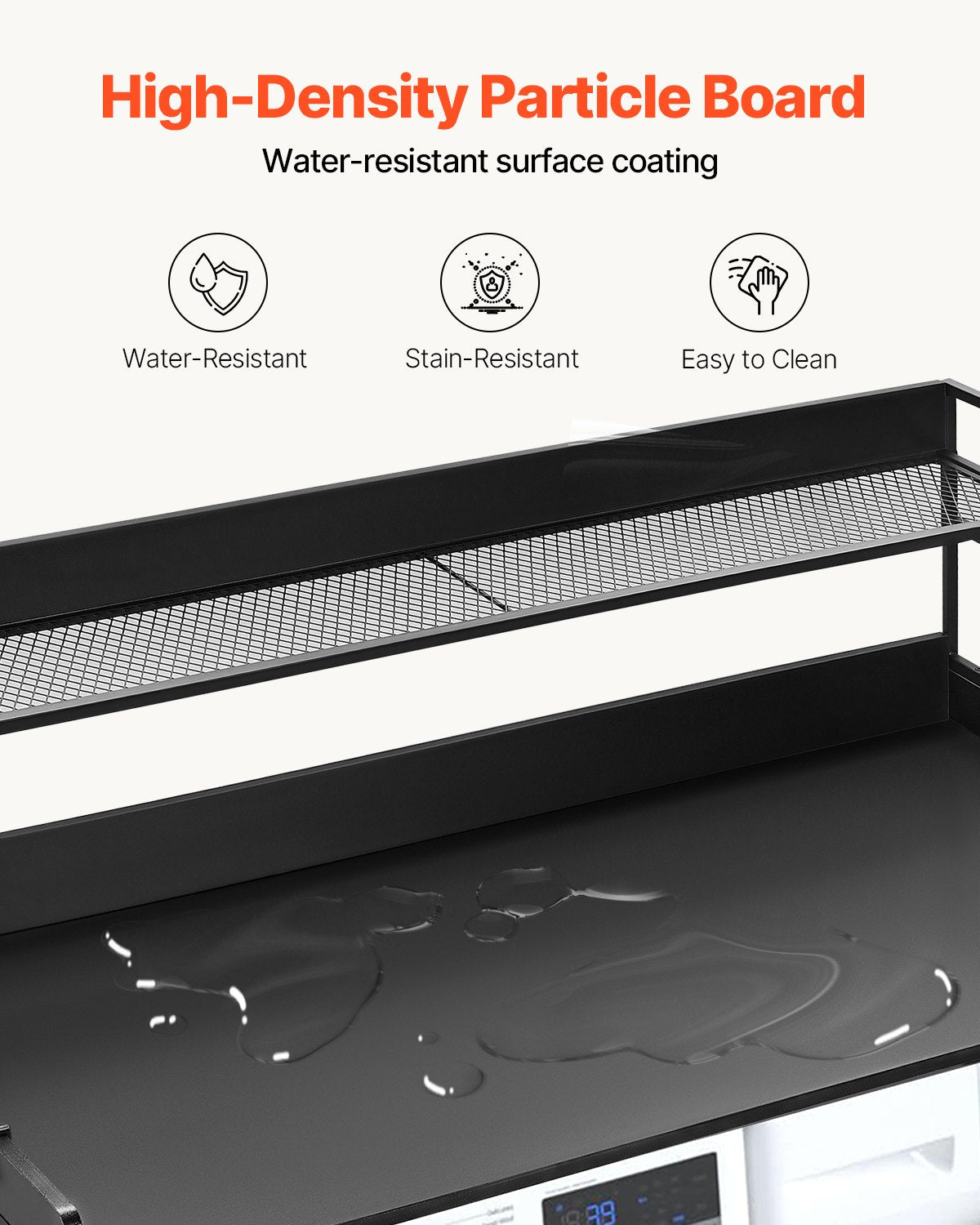 Audio Accessories: VEVOR Washer Dryer Countertop with Shelf 54"x27" Wooden Washer Dryer Cover Black