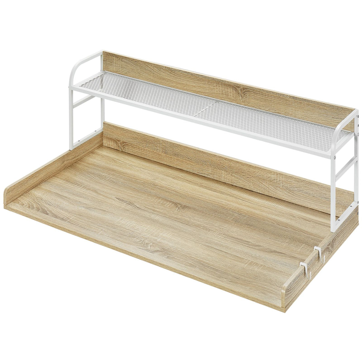 Washer Dryer Countertop with 2-Tier Shelf, 54" x 27" Wooden Washer and Dryer Countertop with Anti-Slip Pads, Water-Resistant Laundry Topper Cover for Laundry Room Organization and Storage, Oak