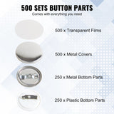 Automotive Repair & Speciality Tools: VEVOR 1" 25mm Button Badge Parts Supplies for Button Maker Machine 500 Sets