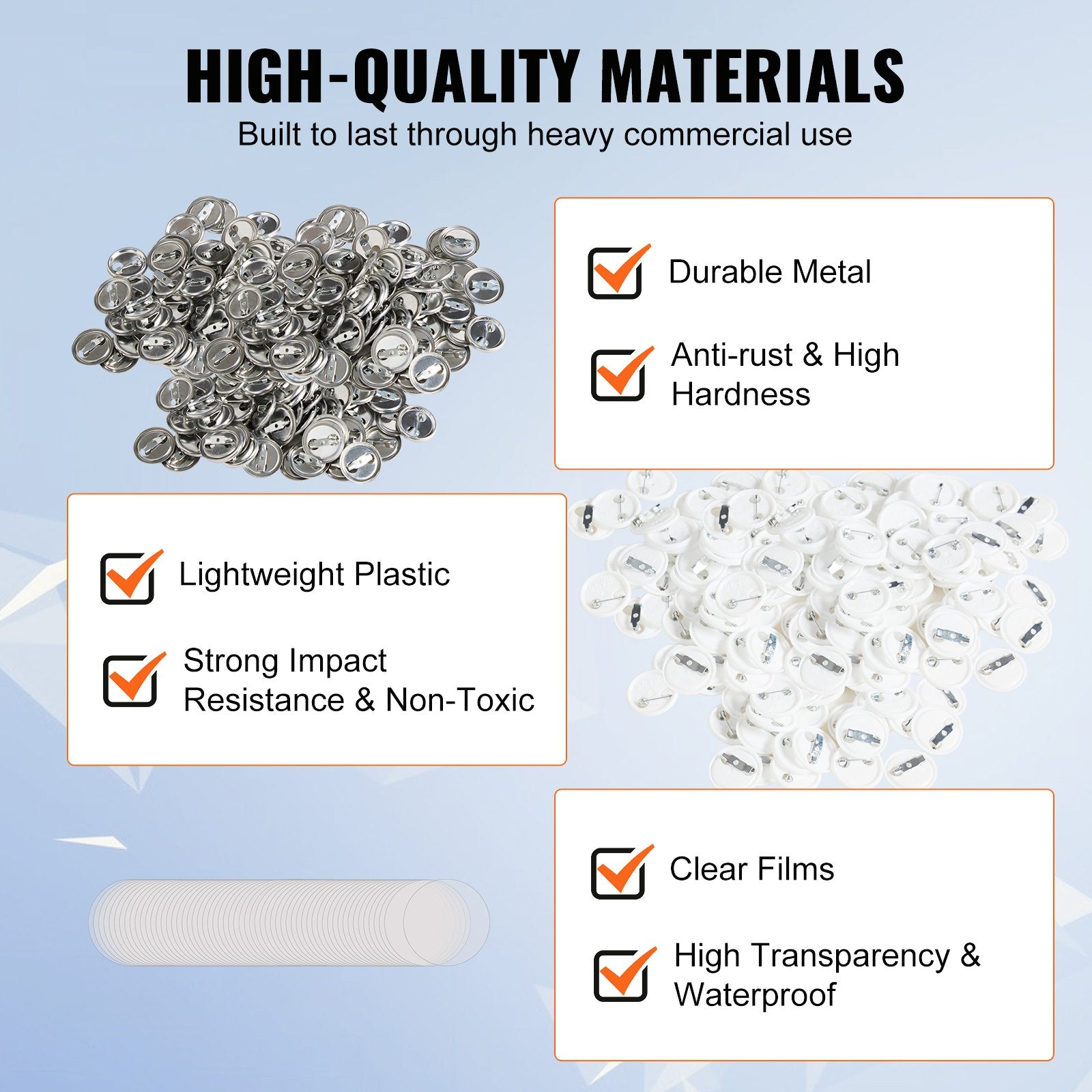 Automotive Repair & Speciality Tools: VEVOR 1" 25mm Button Badge Parts Supplies for Button Maker Machine 500 Sets