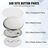 Automotive Repair & Speciality Tools: VEVOR 1.25" 32mm Button Badge Parts Supplies for Button Maker Machine 500 Sets
