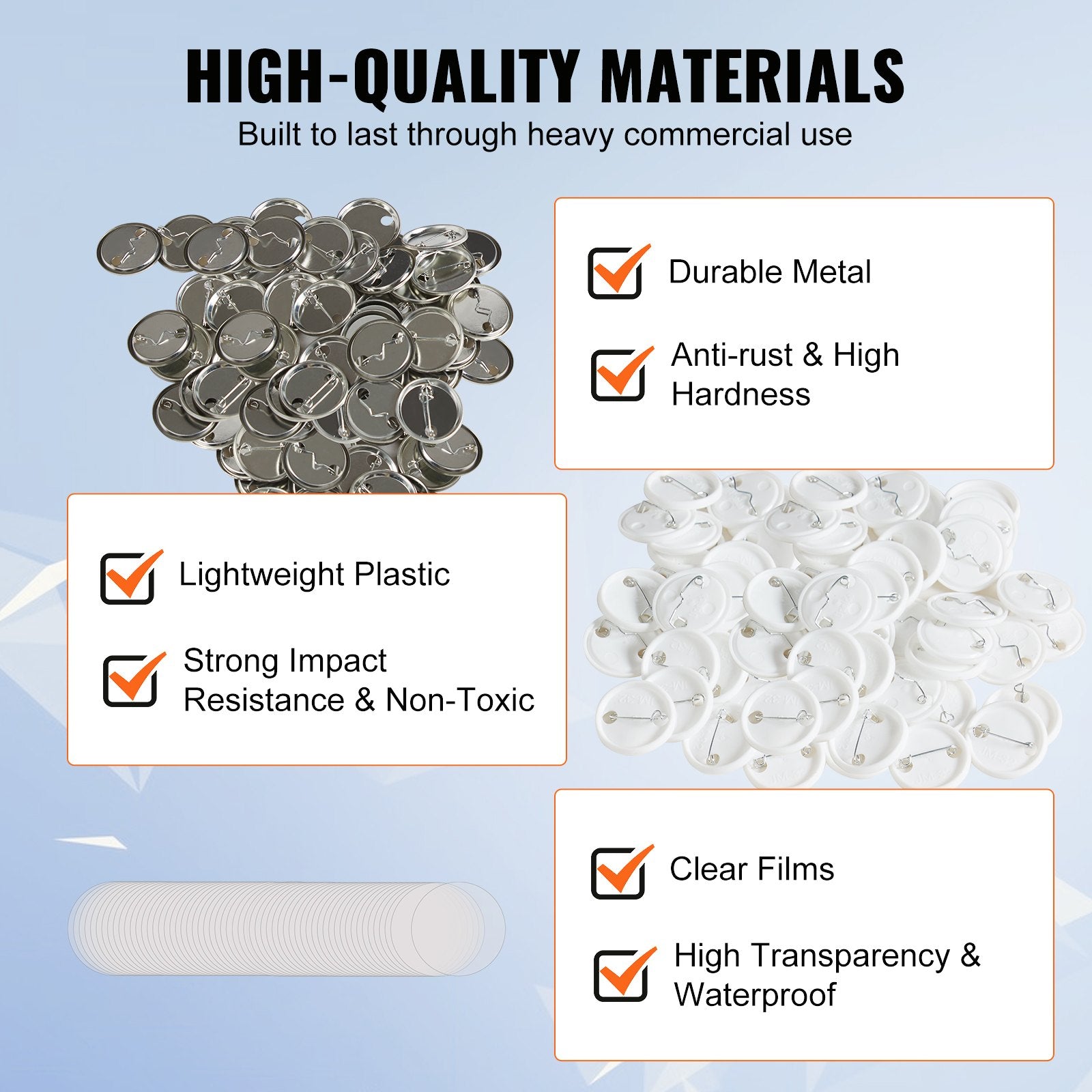 Automotive Repair & Speciality Tools: VEVOR 1.25" 32mm Button Badge Parts Supplies for Button Maker Machine 500 Sets