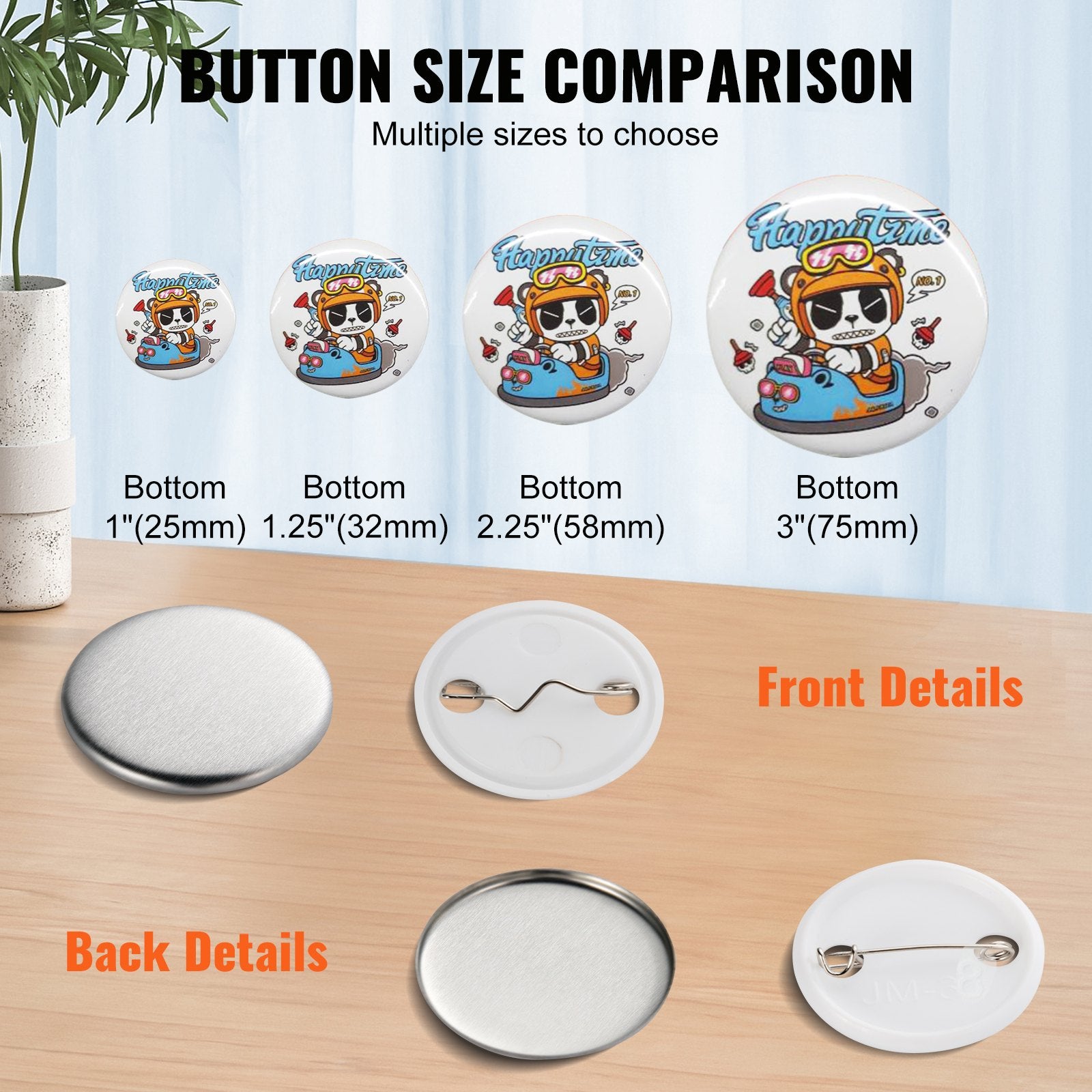 Automotive Repair & Speciality Tools: VEVOR 1.25" 32mm Button Badge Parts Supplies for Button Maker Machine 500 Sets