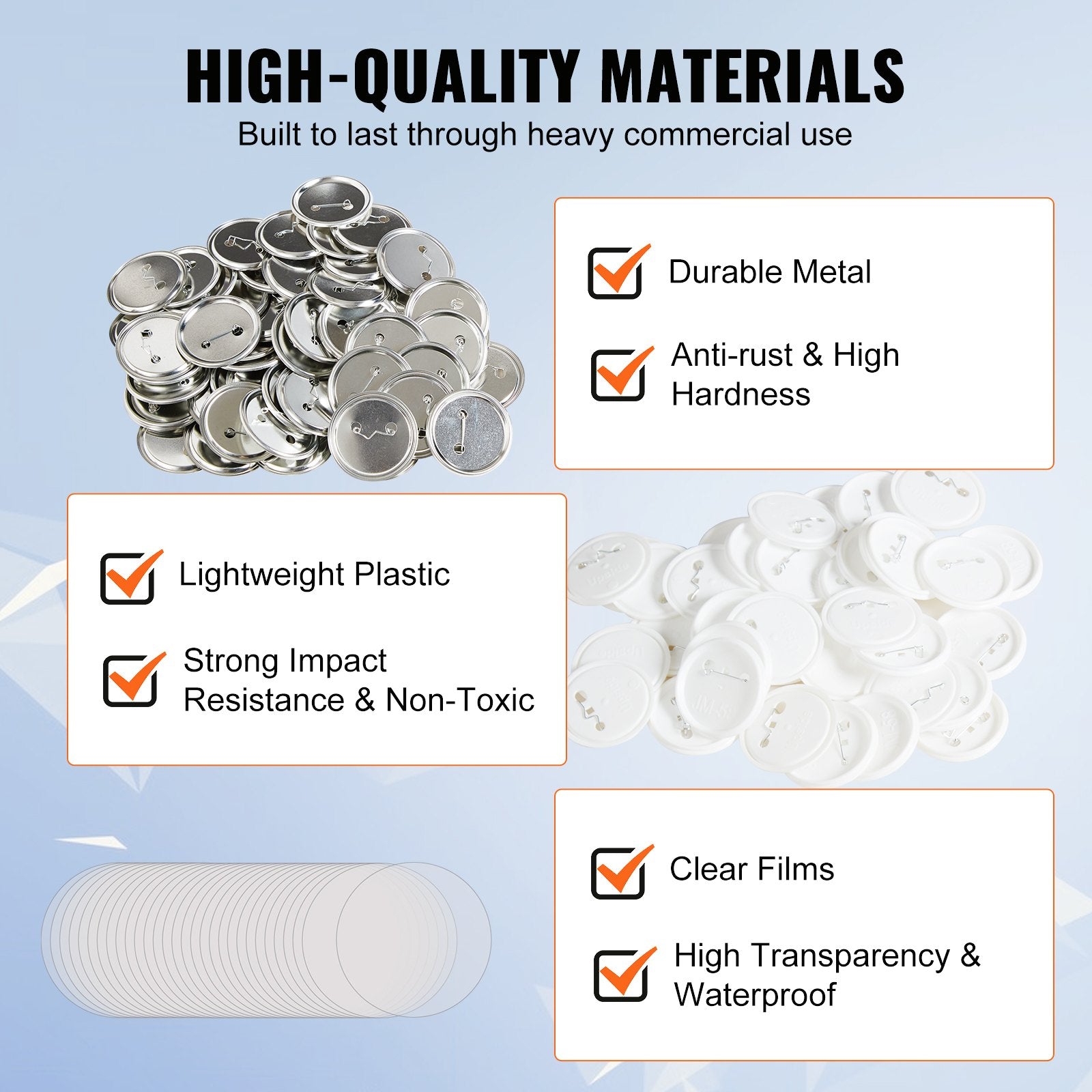 2.25" 58mm Button Badge Parts Supplies for Button Maker Machine 500 Sets