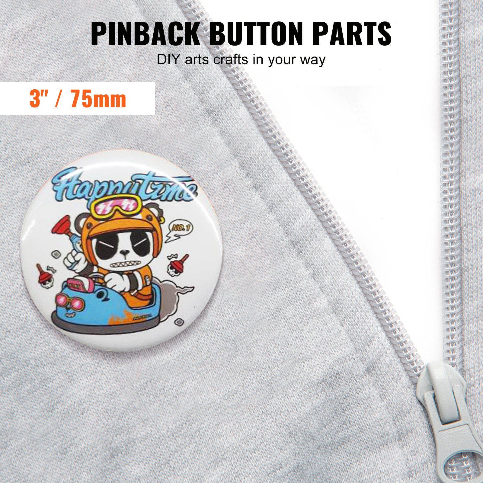 Automotive Repair & Speciality Tools: VEVOR 3" 75mm Button Badge Parts Supplies for Button Maker Machine 200 Sets