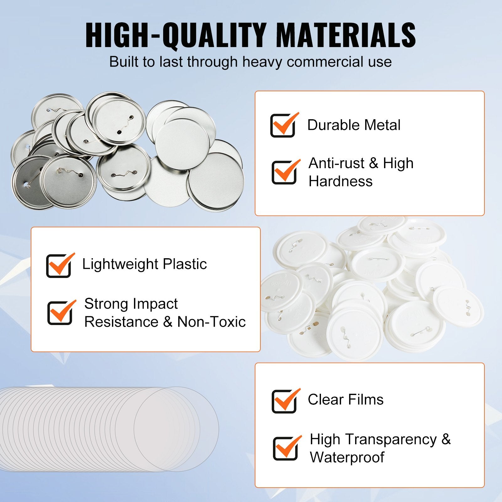 Automotive Repair & Speciality Tools: VEVOR 3" 75mm Button Badge Parts Supplies for Button Maker Machine 200 Sets