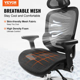 Office & Desk Chairs: VEVOR Mesh Office Chair, Adjustable High Back Desk Chair with Mesh Seat, Angle and Height Adjustable Home Office Chair with Lumbar and Head Support, Swivel Computer Task Chair