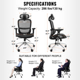 Office & Desk Chairs: VEVOR Mesh Office Chair, Adjustable High Back Desk Chair with Mesh Seat, Angle and Height Adjustable Home Office Chair with Lumbar and Head Support, Swivel Computer Task Chair