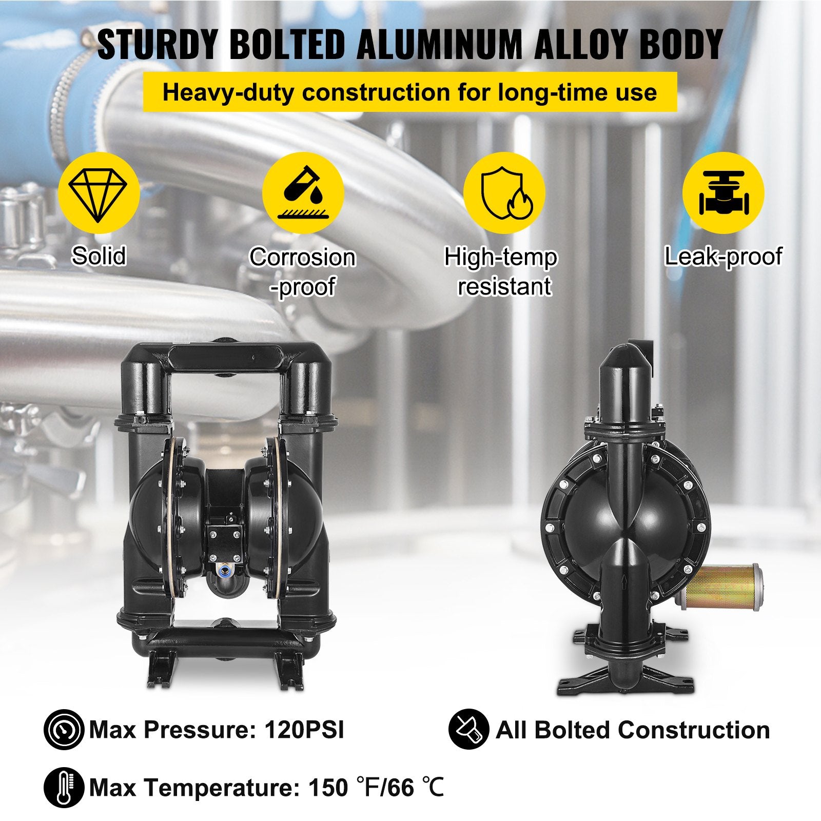 Automotive Repair & Speciality Tools: VEVOR 75 GPM Air-Operated Double Diaphragm Pump 2 Inch Inlet And Outlet
