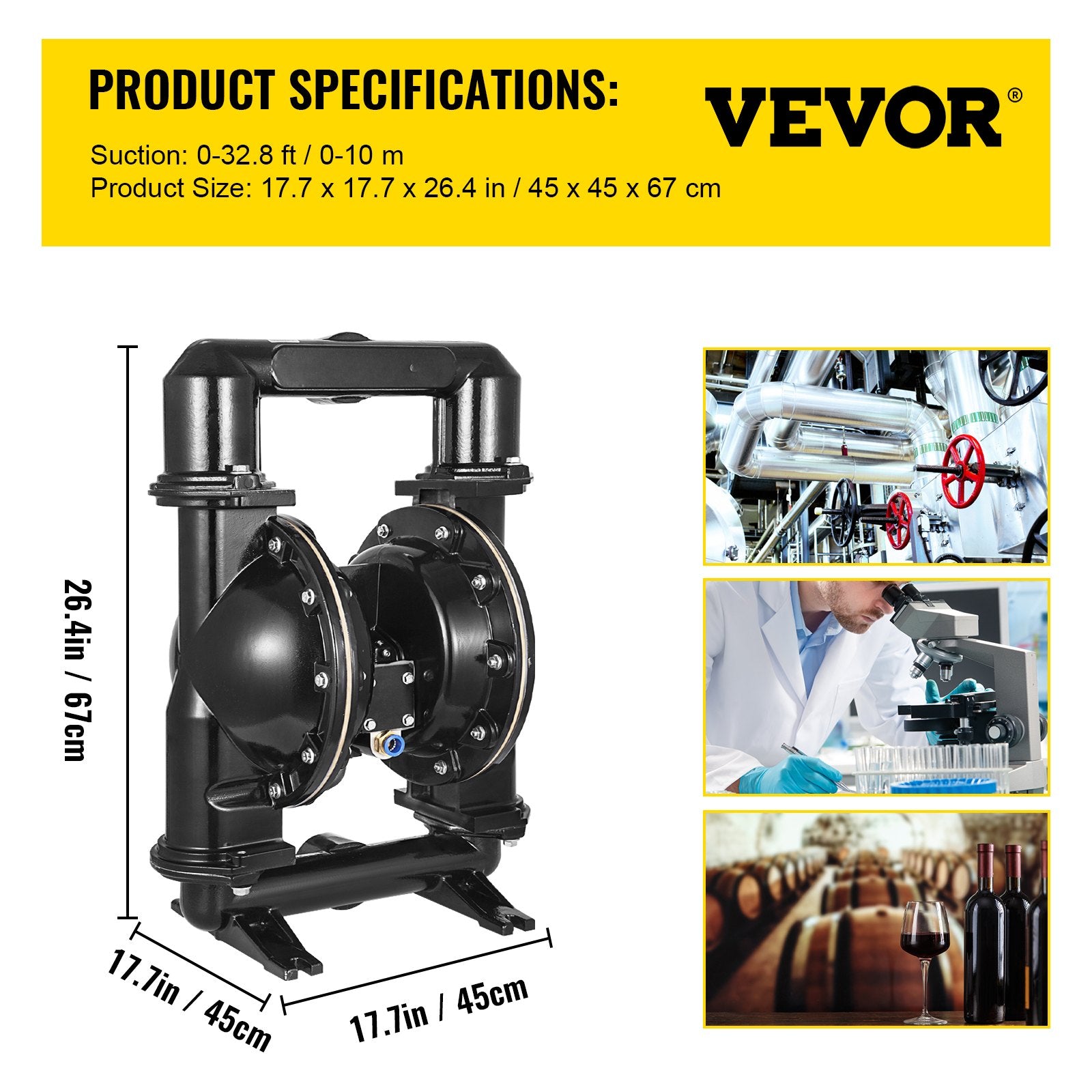 Automotive Repair & Speciality Tools: VEVOR 75 GPM Air-Operated Double Diaphragm Pump 2 Inch Inlet And Outlet