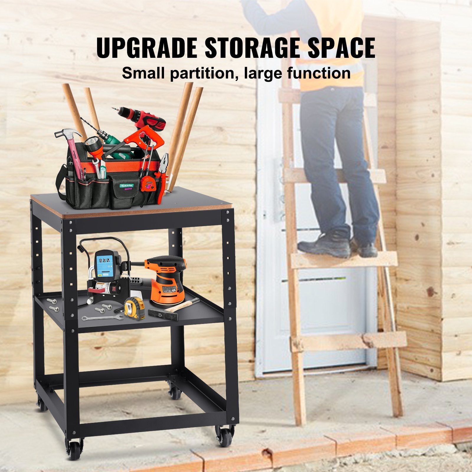 Work Benches: VEVOR Planer Stand, 100 lbs / 45 kg heavy loads, Three-Gear Height Adjustable Thickness Planer Table,with 4 Stable Casters & Storage Space, for most planers, saws, bench-top machines, power tools