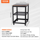 Work Benches: VEVOR Planer Stand, 100 lbs / 45 kg heavy loads, Three-Gear Height Adjustable Thickness Planer Table,with 4 Stable Casters & Storage Space, for most planers, saws, bench-top machines, power tools