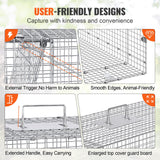 Animal Traps: VEVOR Live Animal Cage Trap, 50" x 20" x 26" Humane Cat Trap Galvanized Iron, Folding Animal Trap with Handle for Stray Dogs, Armadillos, Raccoons, Marmots, Foxes
