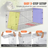 Animal Traps: VEVOR Live Animal Cage Trap, 50" x 20" x 26" Humane Cat Trap Galvanized Iron, Folding Animal Trap with Handle for Stray Dogs, Armadillos, Raccoons, Marmots, Foxes