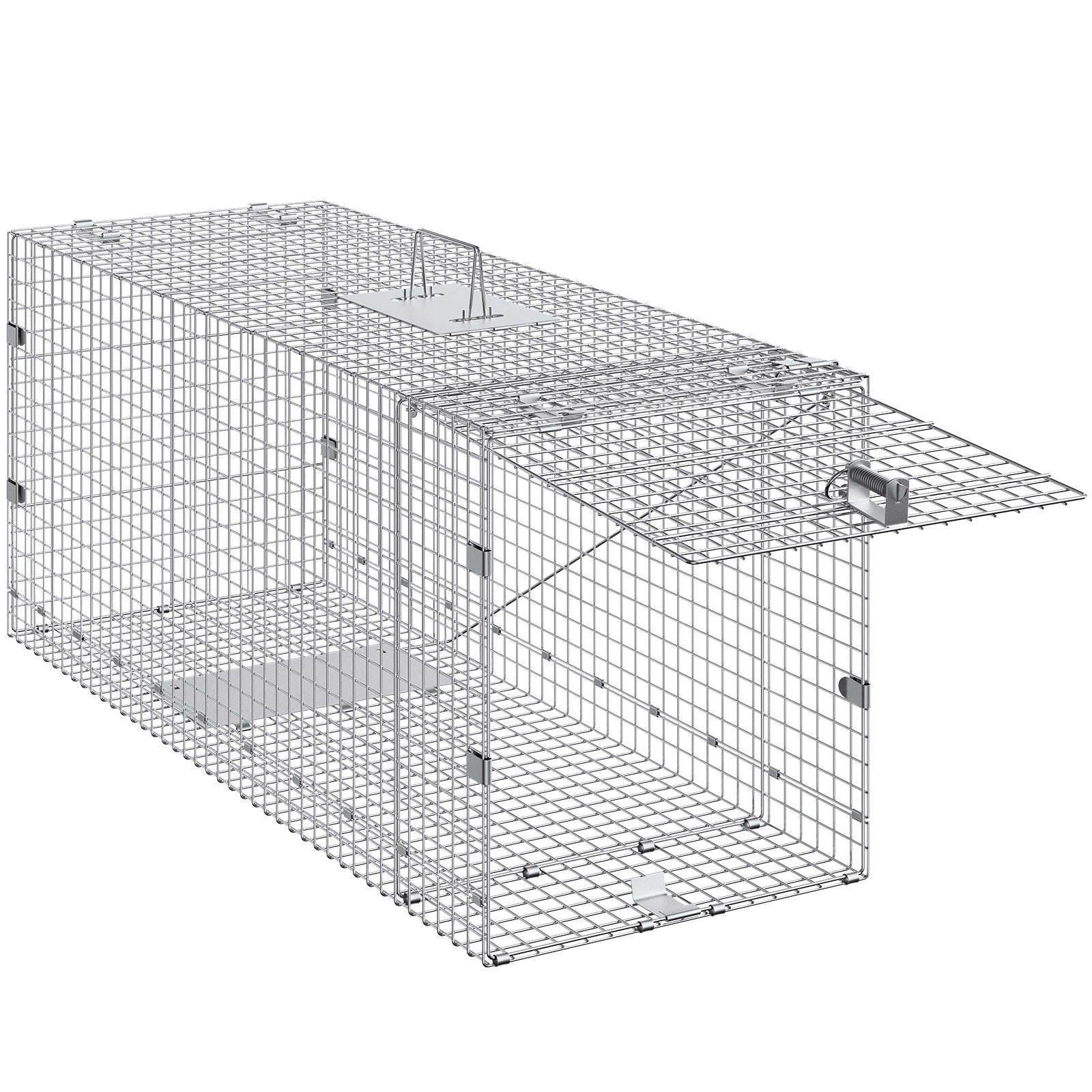 Animal Traps: VEVOR Live Animal Cage Trap, 50" x 20" x 26" Humane Cat Trap Galvanized Iron, Folding Animal Trap with Handle for Stray Dogs, Armadillos, Raccoons, Marmots, Foxes