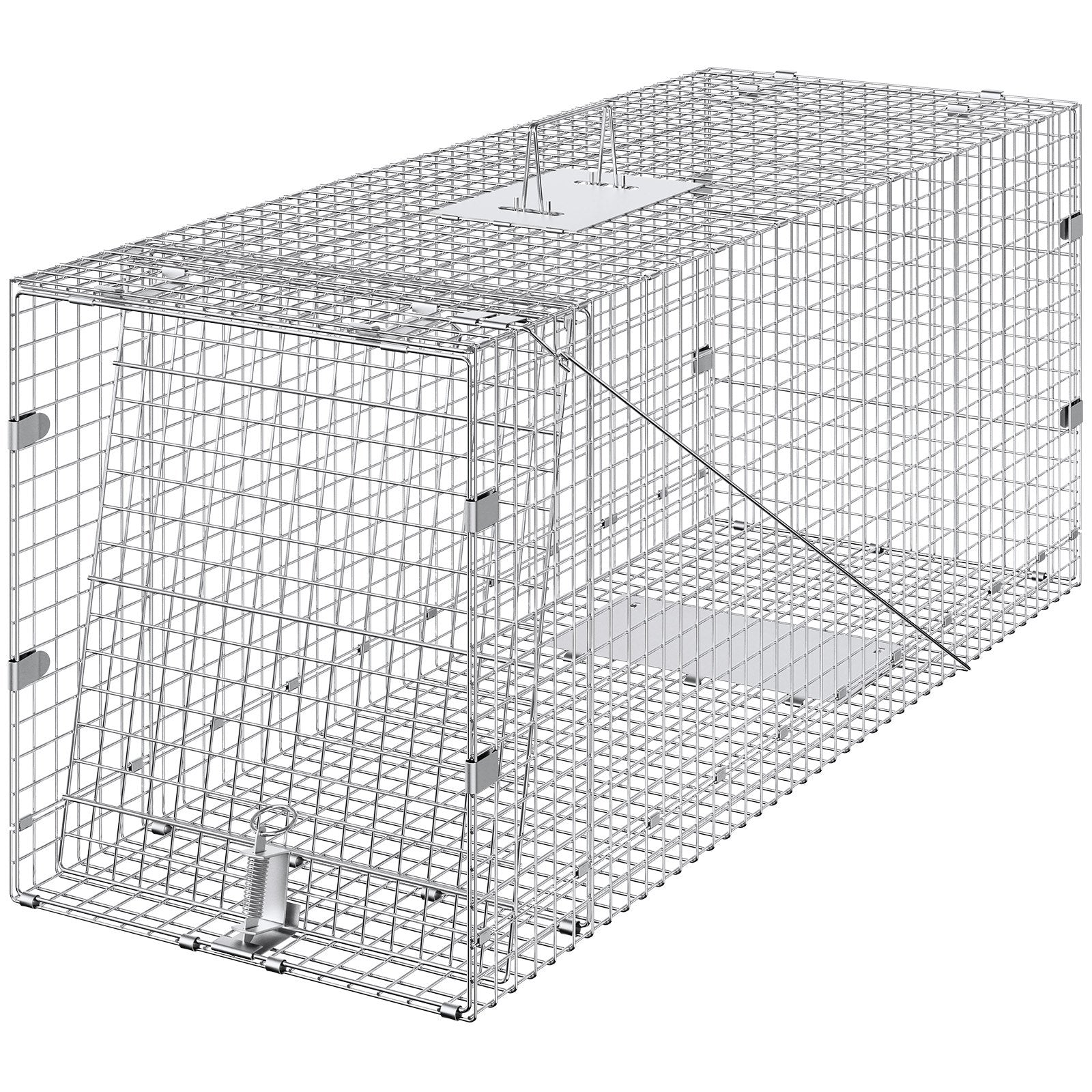 Animal Traps: VEVOR Live Animal Cage Trap, 50" x 20" x 26" Humane Cat Trap Galvanized Iron, Folding Animal Trap with Handle for Stray Dogs, Armadillos, Raccoons, Marmots, Foxes