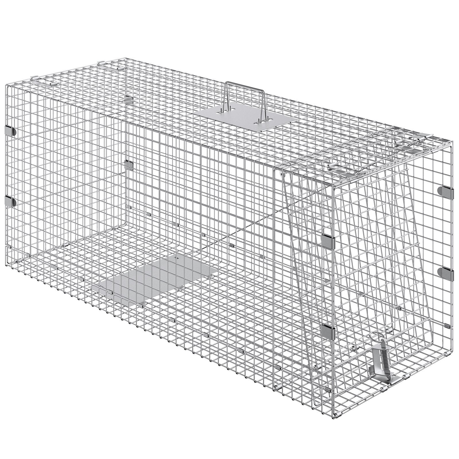 Animal Traps: VEVOR Live Animal Cage Trap, 50" x 20" x 26" Humane Cat Trap Galvanized Iron, Folding Animal Trap with Handle for Stray Dogs, Armadillos, Raccoons, Marmots, Foxes