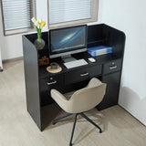 Calendars, Organisers & Planners: VEVOR Reception Desk, 1200 x 480 x 1100 mm Rectangular Front Counter Table, Office Reception Counter with Lockable Drawer and Storage Cabinet, for Checkout, Lobby, Beauty Salon and Office, Black