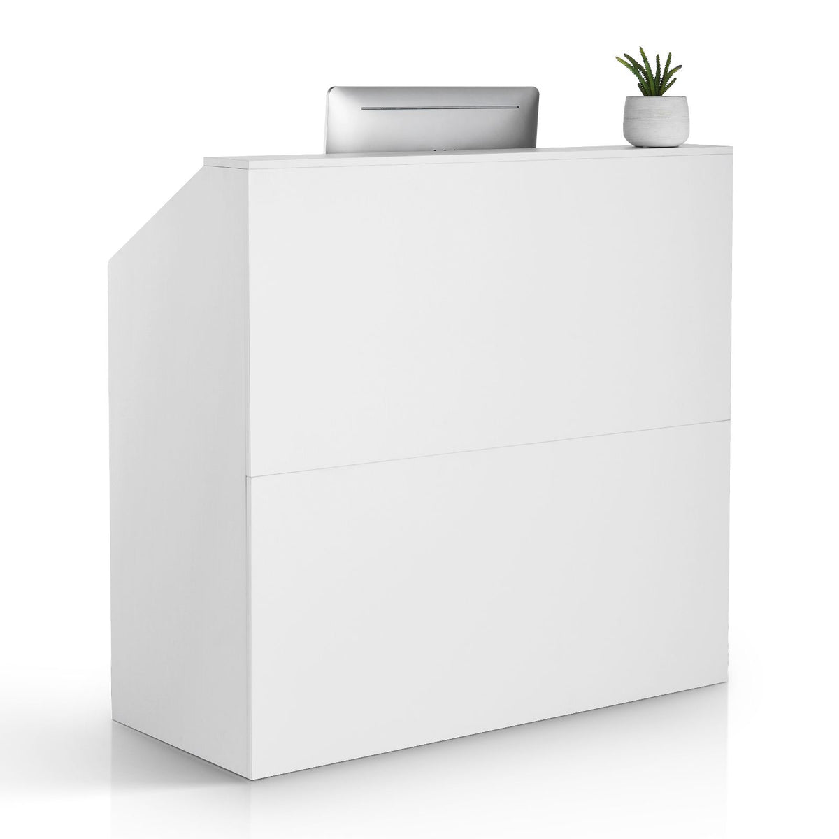 Reception Desk, 1180 x 500 x 1115 mm Rectangular Front Counter Table, Office Reception Desk, Retail Counter and Front Reception Counter, for Checkout, Lobby, Beauty Salon and Office, White
