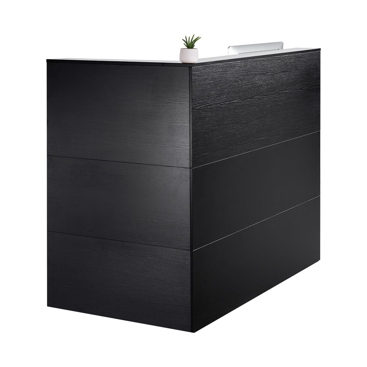 Reception Desk, 1400 x 800 x 1200 mm L-Shaped Front Counter Table, Office Reception Counter with Drawer Keyboard Tray and Storage Cabinet, for Checkout, Lobby, Beauty Salon & Office, Black