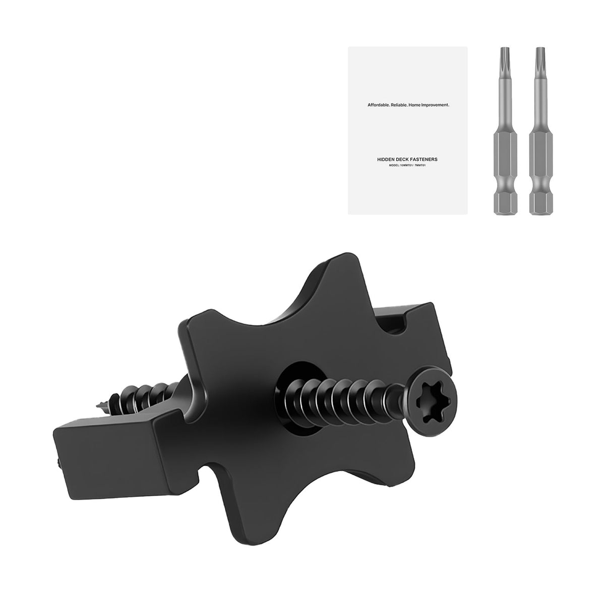 500PCS Hidden Deck Fasteners for Composite Decking Board, Universal Composite T Clips & Plastic Hidden Fasteners with Metal Screws,Polypropylene PP Clips Works with 6.5 mm Gaps, Black