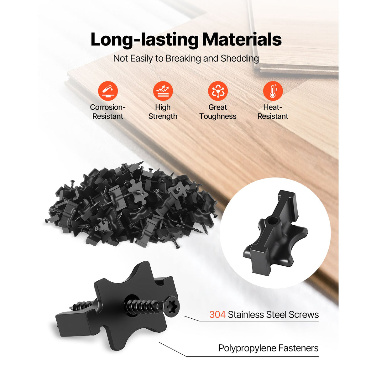 500PCS Hidden Deck Fasteners for Composite Decking Board, Universal Composite T Clips & Plastic Hidden Fasteners with Metal Screws,Polypropylene PP Clips Works with 6.5 mm Gaps, Black