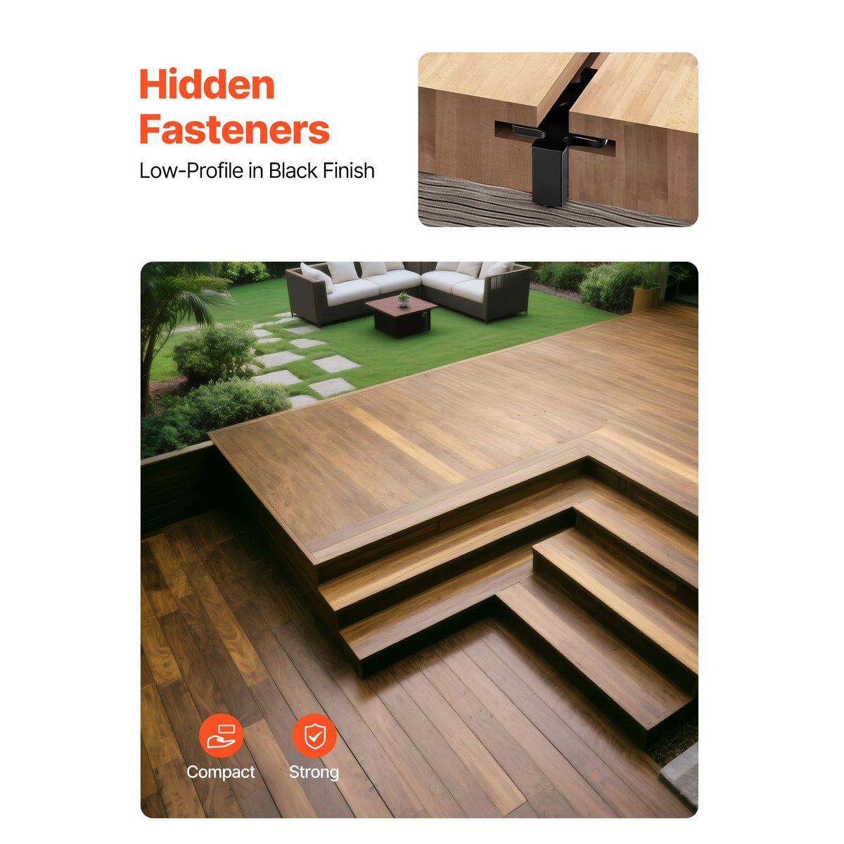 500PCS Hidden Deck Fasteners for Composite Decking Board, Universal Composite T Clips & Plastic Hidden Fasteners with Metal Screws,Polypropylene PP Clips Works with 6.5 mm Gaps, Black