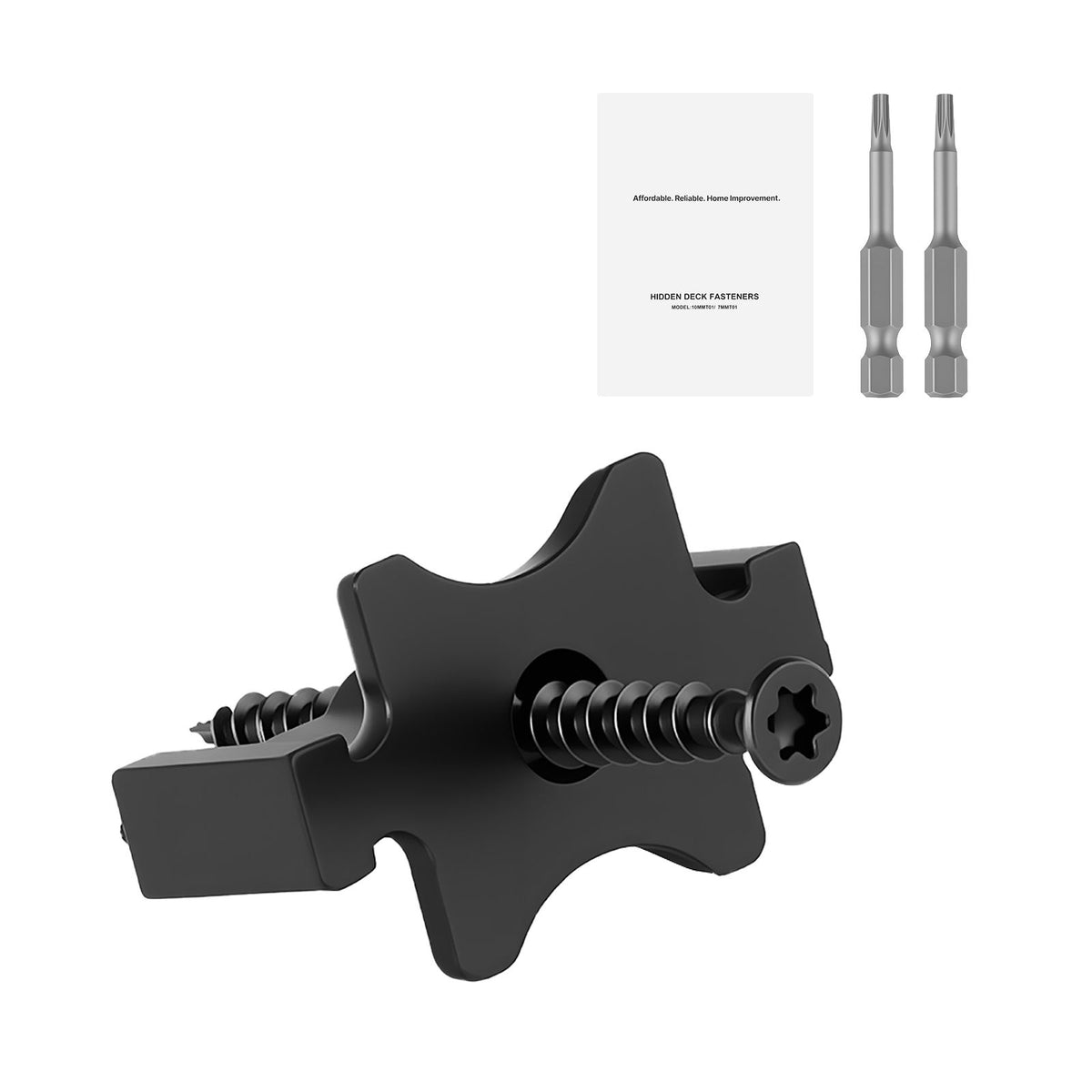 900PCS Hidden Deck Fasteners for Composite Decking Board, Universal Composite T Clips & Plastic Hidden Fasteners with Metal Screws,Polypropylene PP Clips Works with 6.5 mm Gaps, Black
