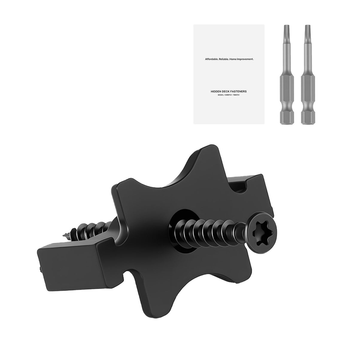 90PCS Hidden Deck Fasteners for Composite Decking Board, Universal Composite T Clips & Plastic Hidden Fasteners with Metal Screws,Polypropylene PP Clips Works with 6.5 mm Gaps, Black