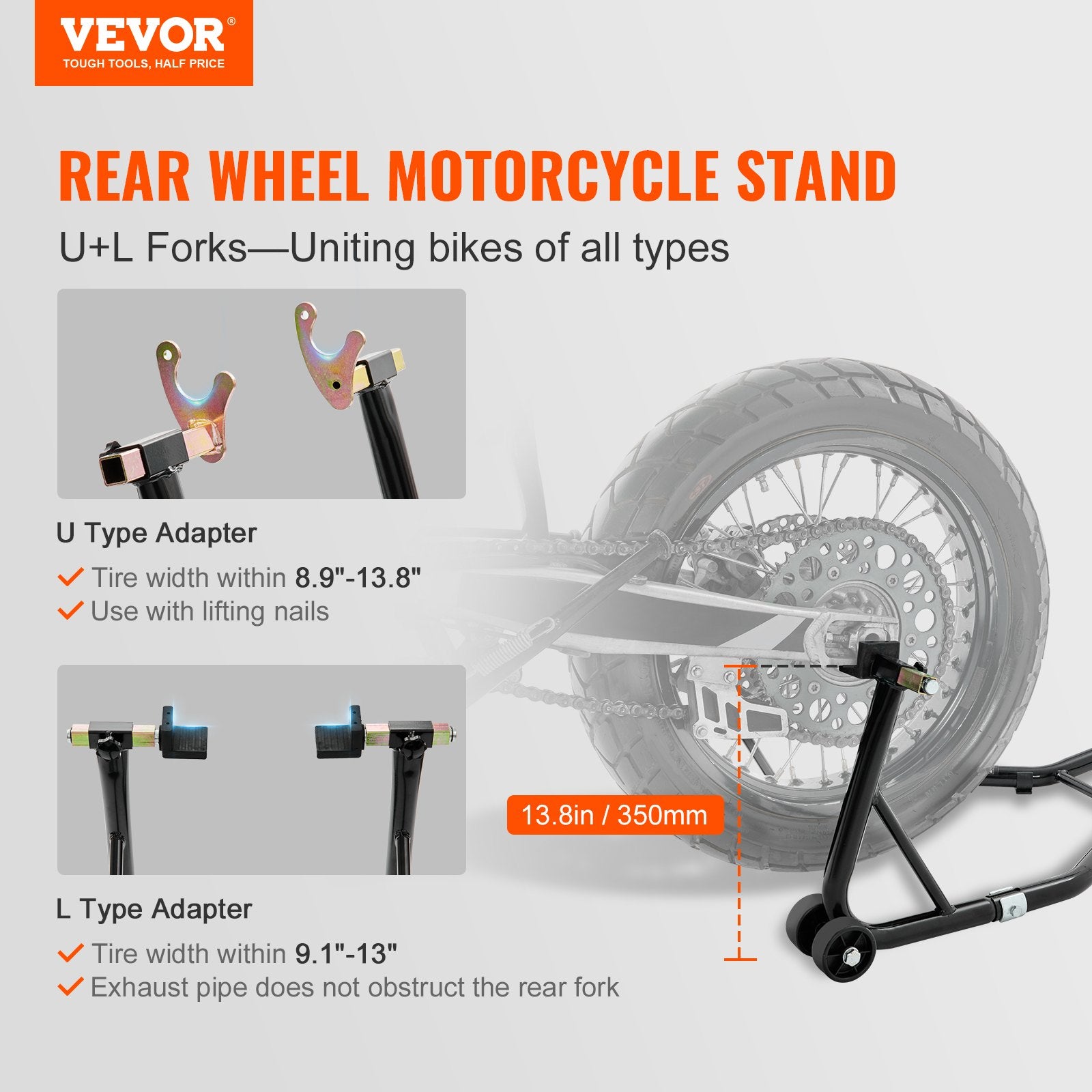 Bicycle Stands & Storage: VEVOR Motorcycle Bike Stand Rear 850 LBS Forklift Spoolift Paddock Swingarm Lift