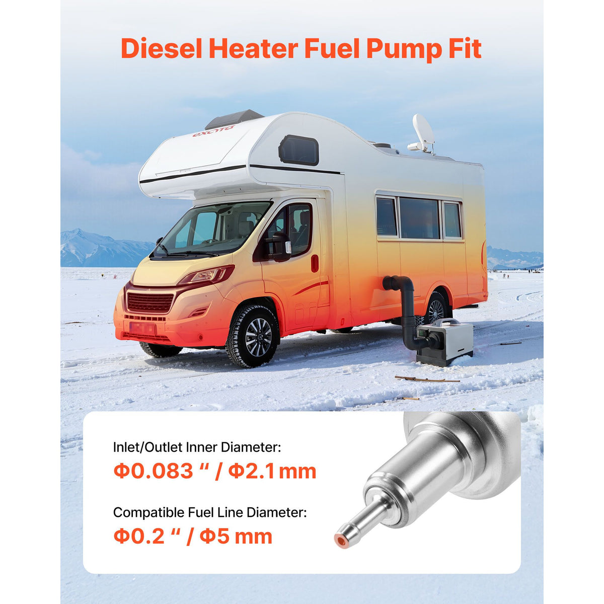Diesel Heater Fuel Pump, 12/24V DC Car Air Heater Diesel Fuel Dosing Pump, 22 to 32ML Air Diesels Parking Heaters Pumps Fits for 2KW 5KW 8KW Diesels Heaters, Quiet Design, Pulse Technology