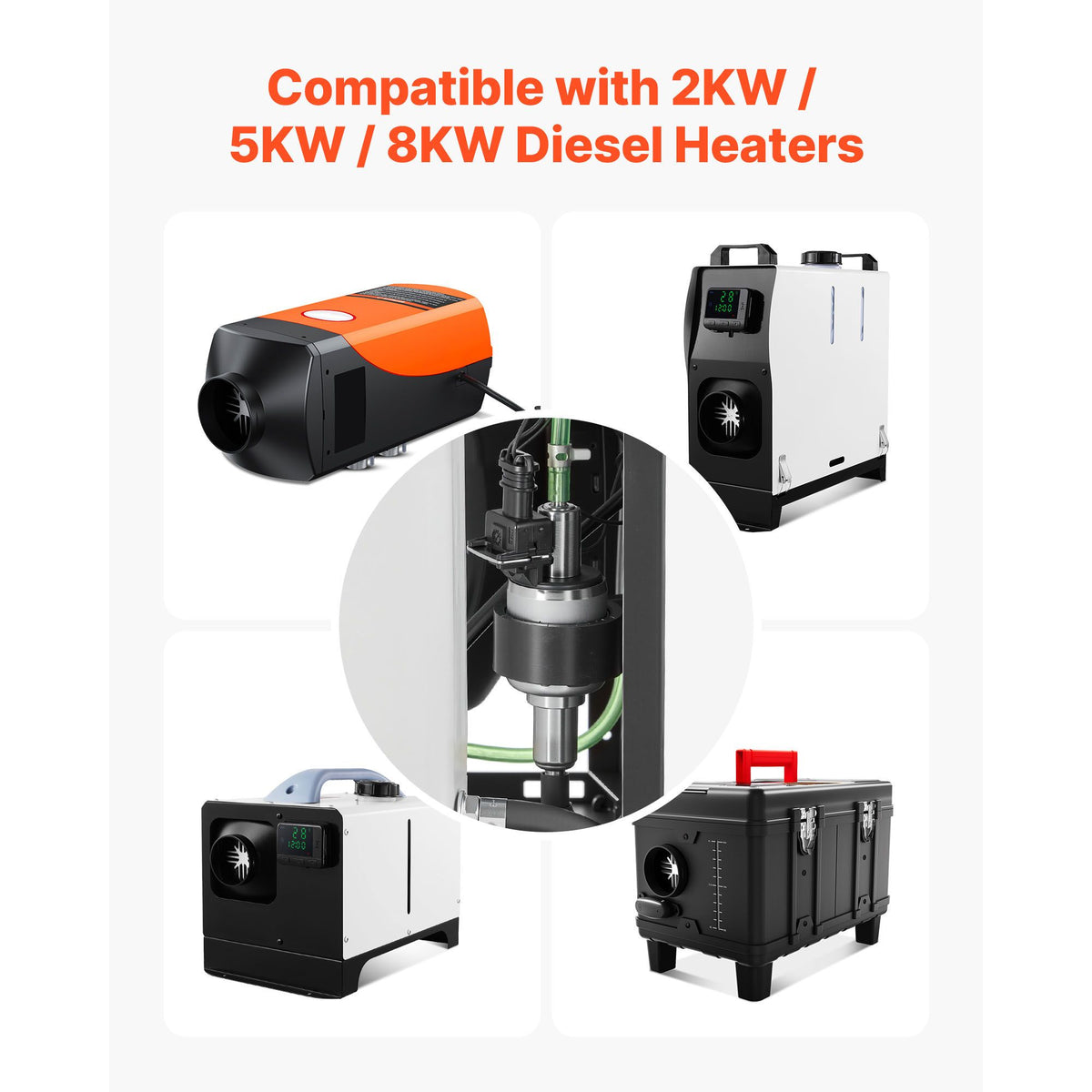 Diesel Heater Fuel Pump, 12/24V DC Car Air Heater Diesel Fuel Dosing Pump, 22 to 32ML Air Diesels Parking Heaters Pumps Fits for 2KW 5KW 8KW Diesels Heaters, Quiet Design, Pulse Technology