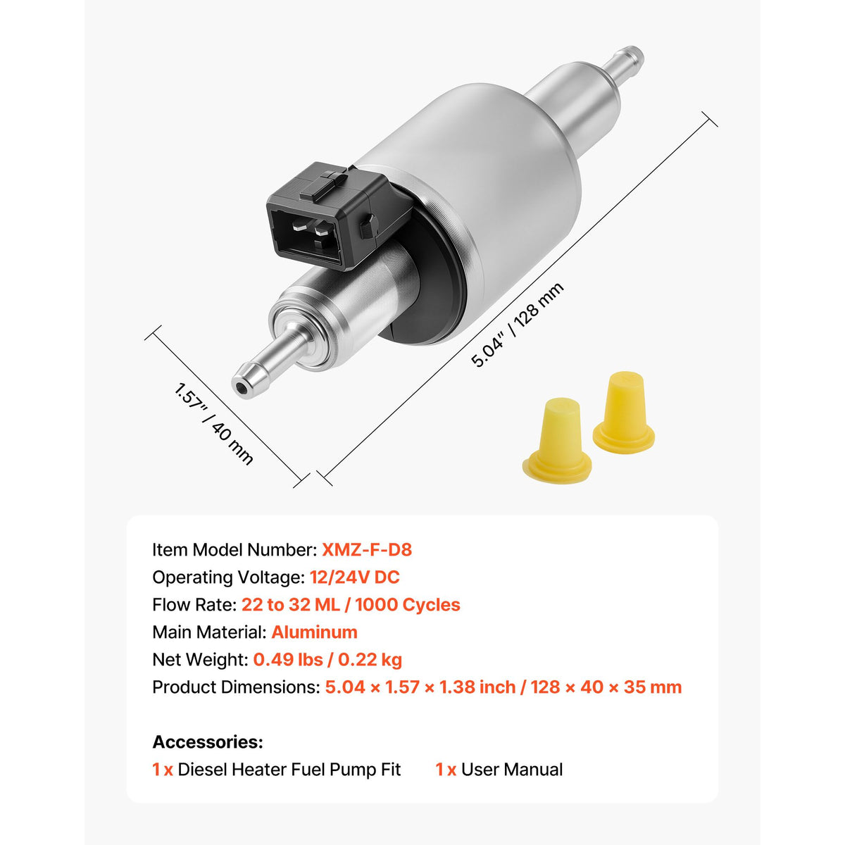 Diesel Heater Fuel Pump, 12/24V DC Car Air Heater Diesel Fuel Dosing Pump, 22 to 32ML Air Diesels Parking Heaters Pumps Fits for 2KW 5KW 8KW Diesels Heaters, Quiet Design, Pulse Technology