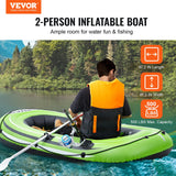 Boating Accessories: VEVOR Inflatable Boat, 2-Person Inflatable Fishing Boat, Strong PVC Portable Boat Raft Kayak, Includes 1158 mm Aluminum Oars, High-Output Pump and Fishing Rod Holders, 227 kg Capacity for Adults, Kids