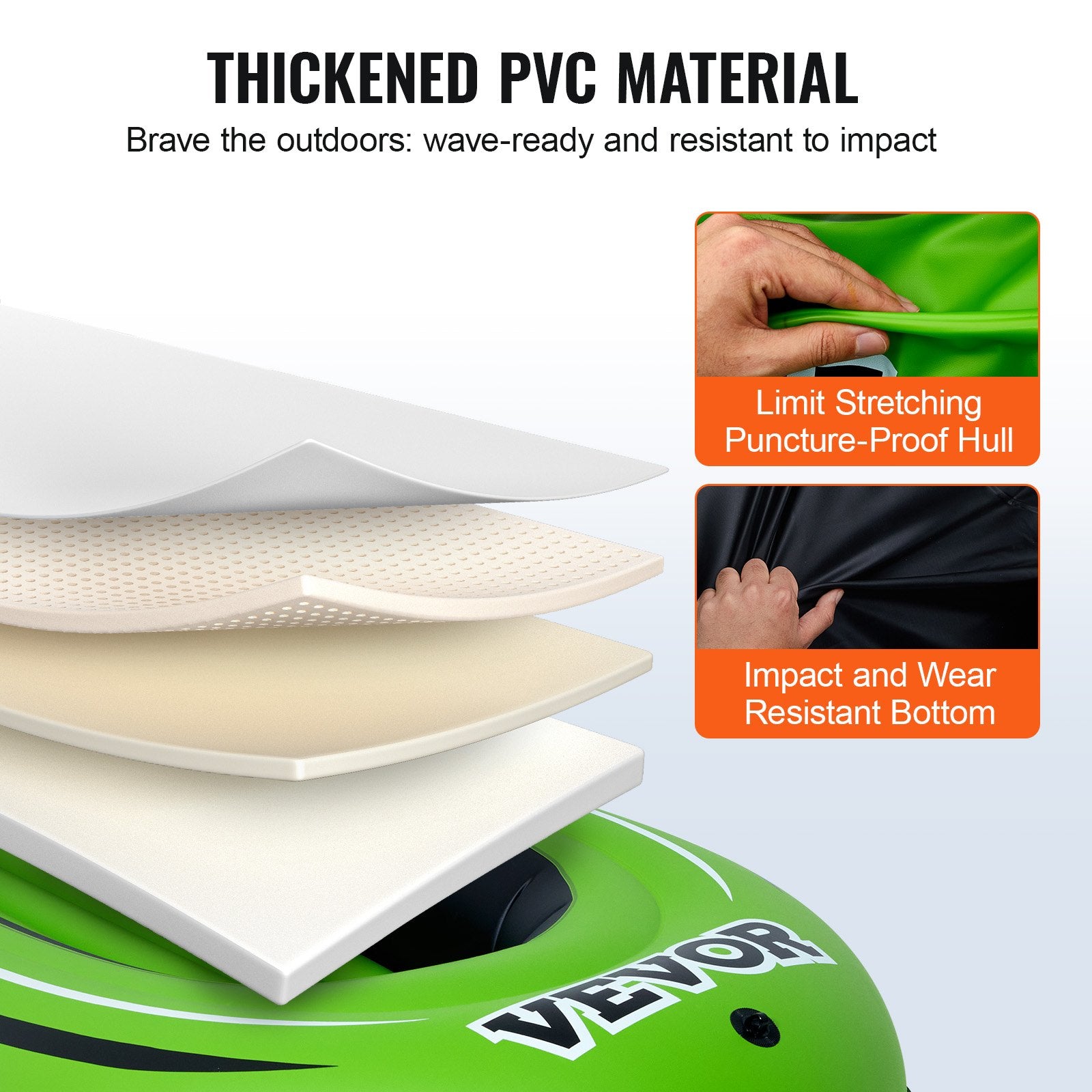 Boating Accessories: VEVOR Inflatable Boat, 2-Person Inflatable Fishing Boat, Strong PVC Portable Boat Raft Kayak, Includes 1158 mm Aluminum Oars, High-Output Pump and Fishing Rod Holders, 227 kg Capacity for Adults, Kids