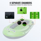 Boating Accessories: VEVOR Inflatable Boat, 2-Person Inflatable Fishing Boat, Strong PVC Portable Boat Raft Kayak, Includes 1158 mm Aluminum Oars, High-Output Pump and Fishing Rod Holders, 227 kg Capacity for Adults, Kids