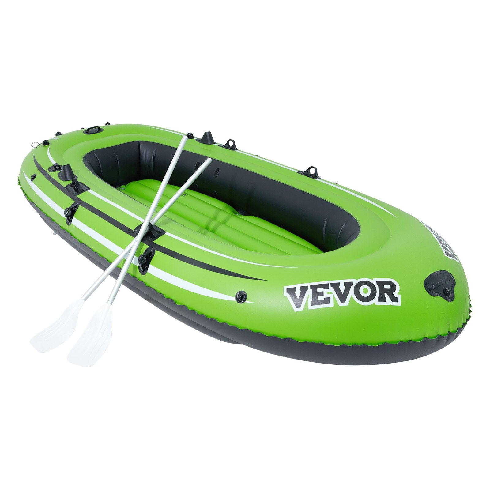Boating Accessories: VEVOR Inflatable Boat, 4-Person Inflatable Fishing Boat, Strong PVC Portable Boat Raft Kayak, 1158mm Aluminum Oars, High-Output Pump, Fishing Rod Holders, and 2 Seats, 1100 lb Capacity for Adults Kids