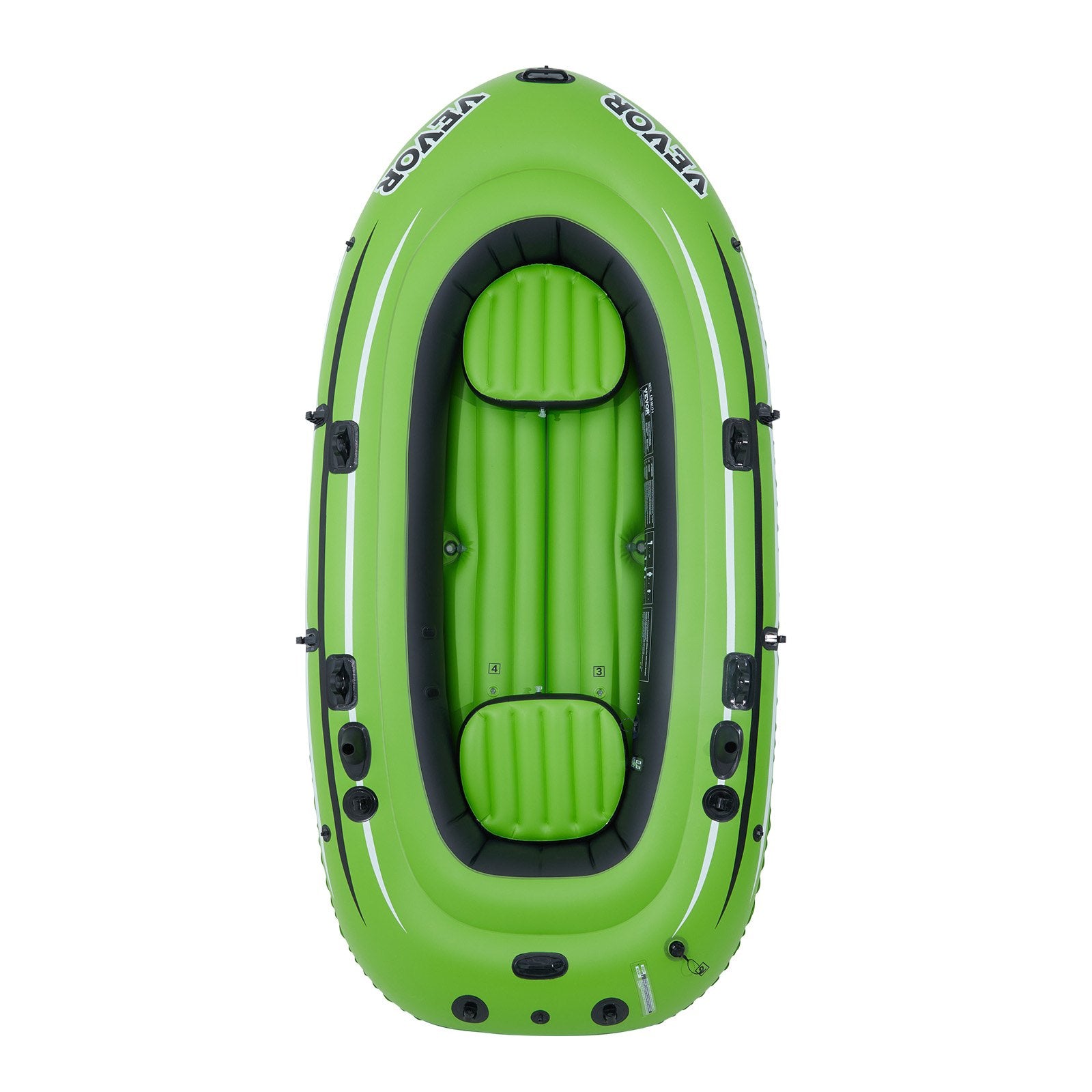 Boating Accessories: VEVOR Inflatable Boat, 4-Person Inflatable Fishing Boat, Strong PVC Portable Boat Raft Kayak, 1158mm Aluminum Oars, High-Output Pump, Fishing Rod Holders, and 2 Seats, 1100 lb Capacity for Adults Kids