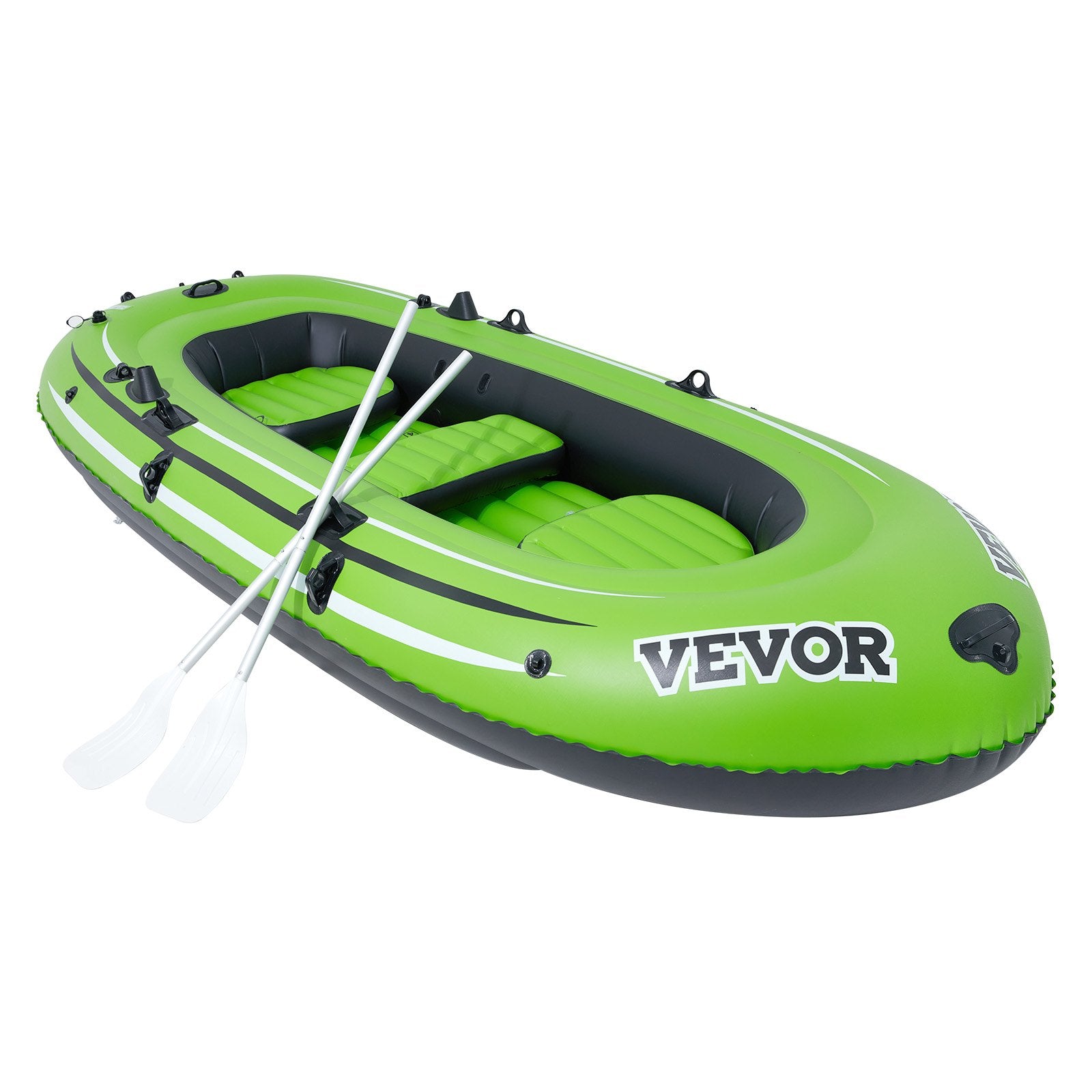 Boating Accessories: VEVOR Inflatable Boat, 5-Person Inflatable Fishing Boat, PVC Portable Boat Raft Kayak, 1158 mm Aluminum Oars, High-Output Pump, Fishing Rod Holders, and 2 Seats, 1100 lb Capacity for Adults, Kids