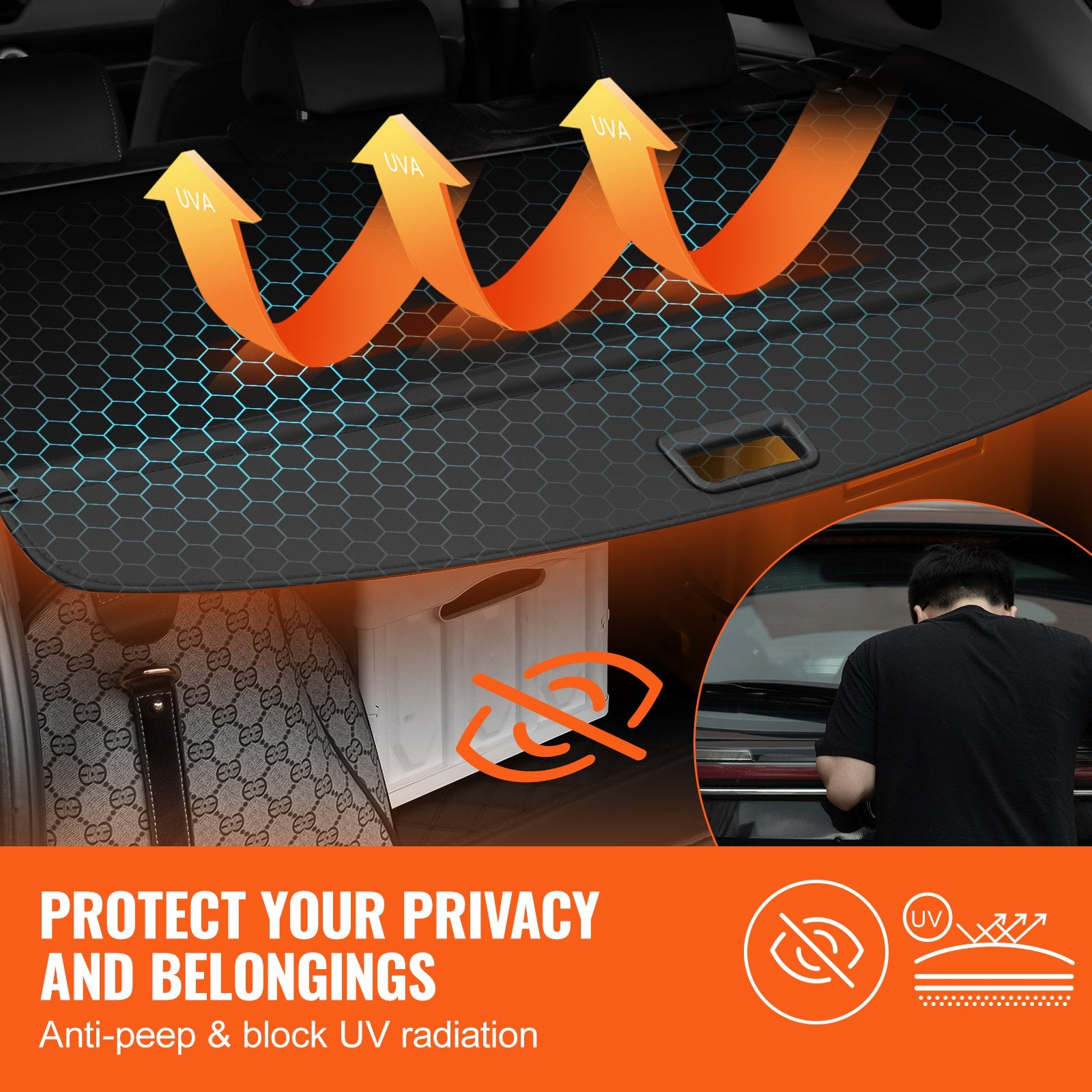 Automotive Parts: VEVOR Retractable Cargo Cover for Jeep Grand Cherokee 2 Row 2022-2024 OEM Design