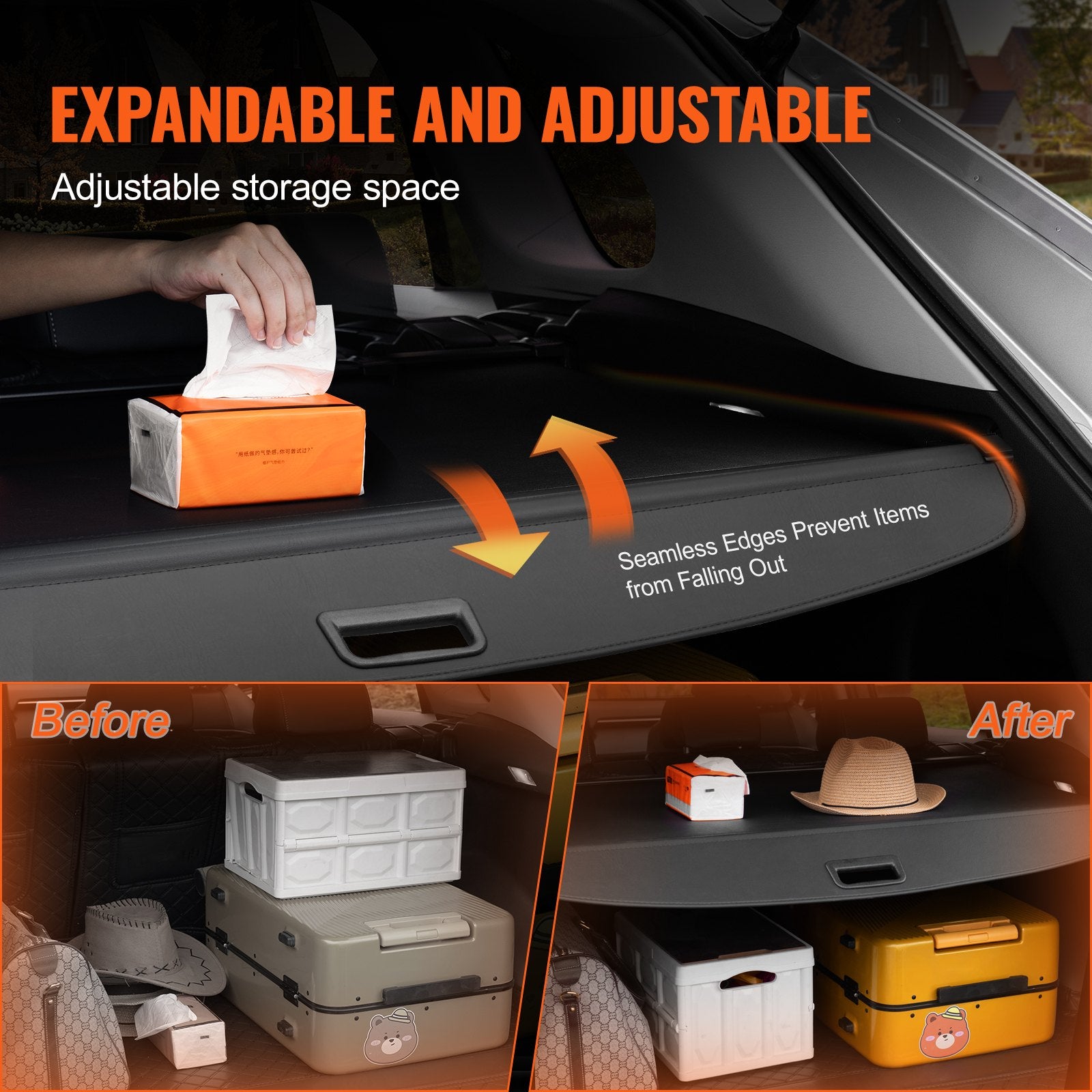 Automotive Parts: VEVOR Retractable Cargo Cover for Jeep Grand Cherokee 2 Row 2022-2024 OEM Design