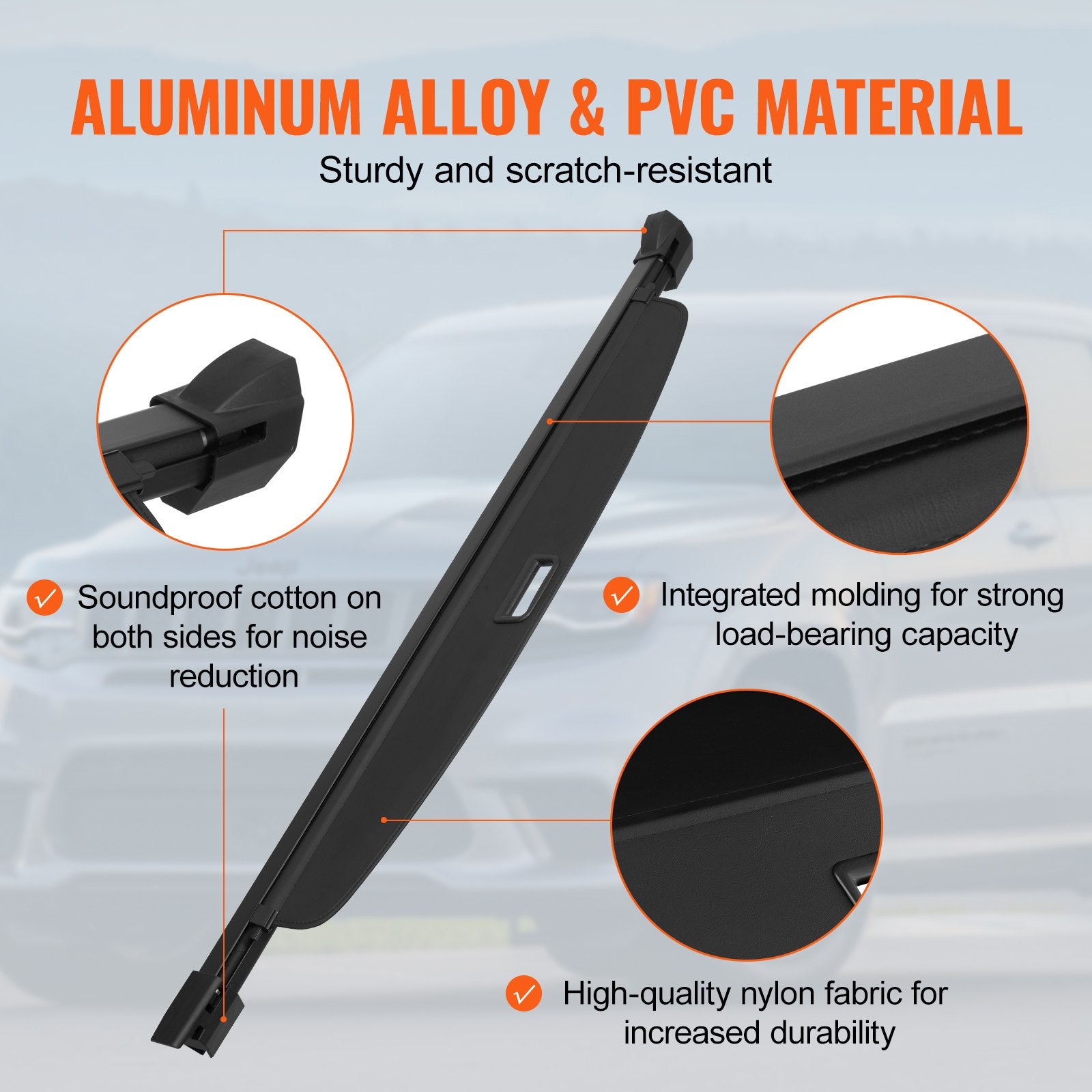 Automotive Parts: VEVOR Retractable Cargo Cover for Jeep Grand Cherokee 2 Row 2022-2024 OEM Design