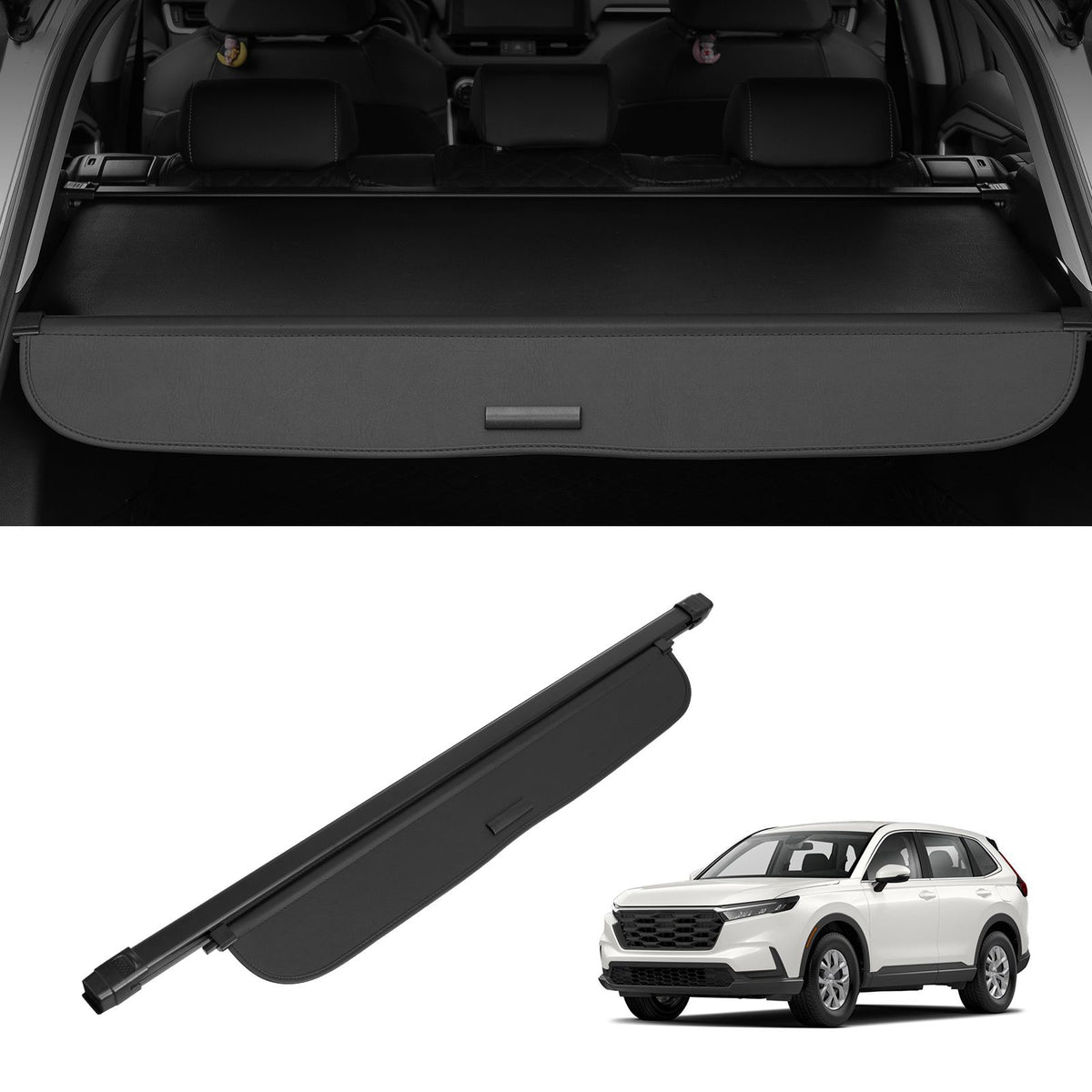 Retractable Cargo Cover for Honda, Upgraded Waterproof Trunk Cover Security Shield Shade for Honda CRV 2023-2025 5-Seater, UV Resistant Rear Trunk Cover with Aluminum Alloy & PVC Leather Texture