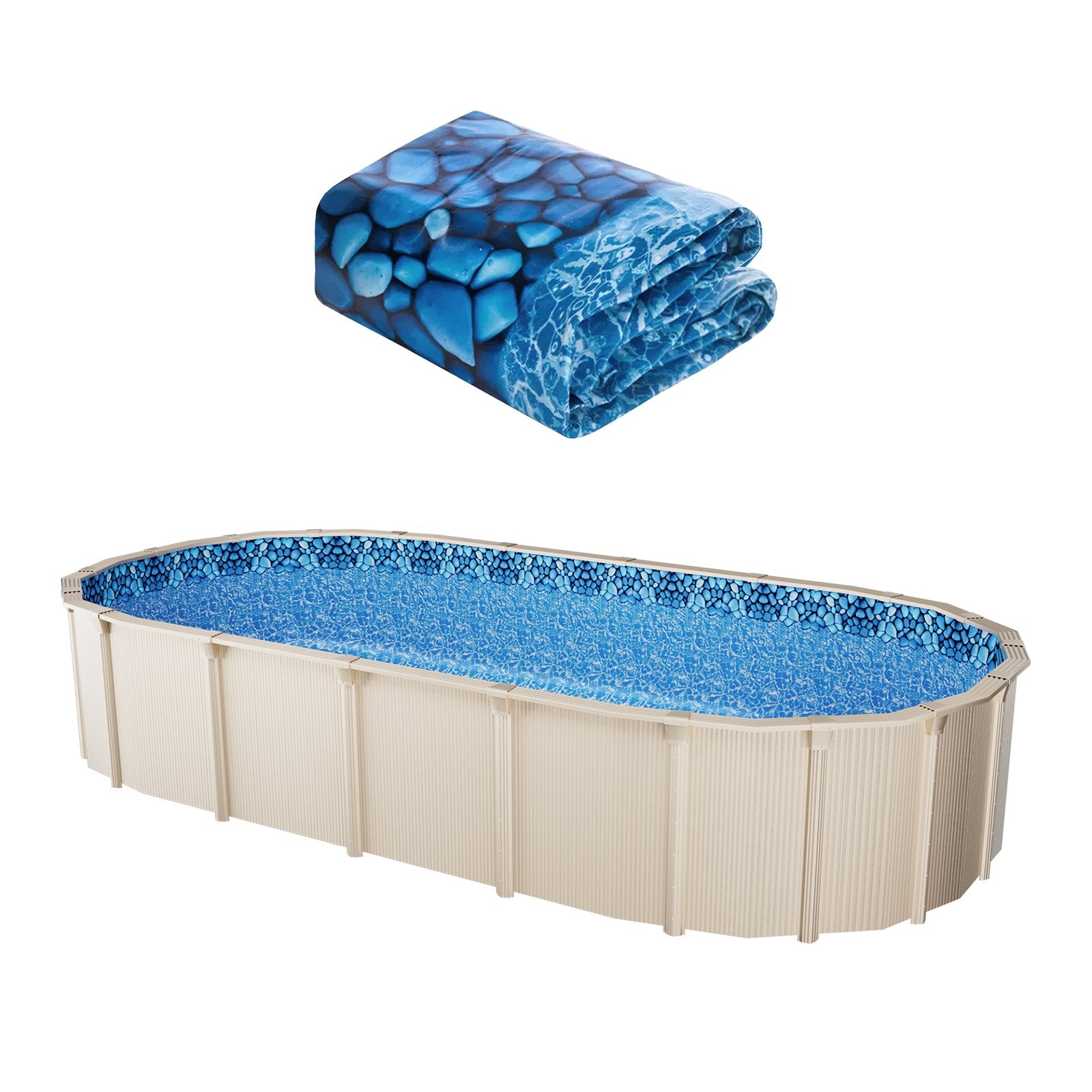 Swimming Pools: VEVOR Oval Pool Liner 15x30ft Unibead Style Pool Liner 52in Wall Height