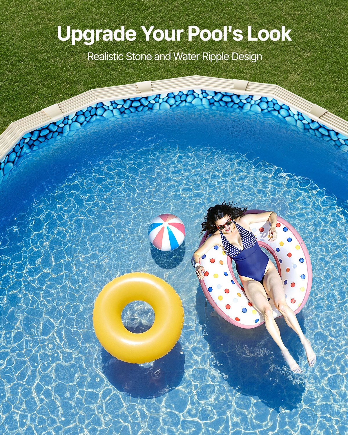 Swimming Pools: VEVOR Oval Pool Liner 15x30ft Unibead Style Pool Liner 52in Wall Height