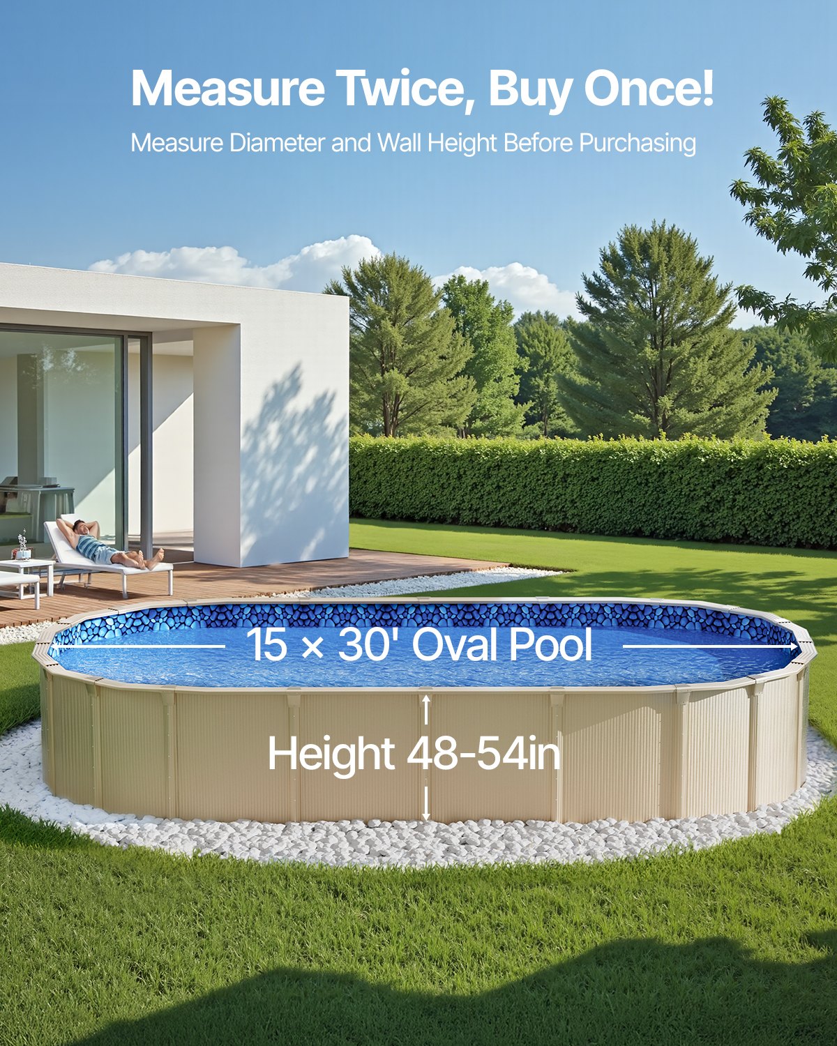 Oval Pool Liner 15x30ft Overlap Style Pool Liner 54in Wall Height