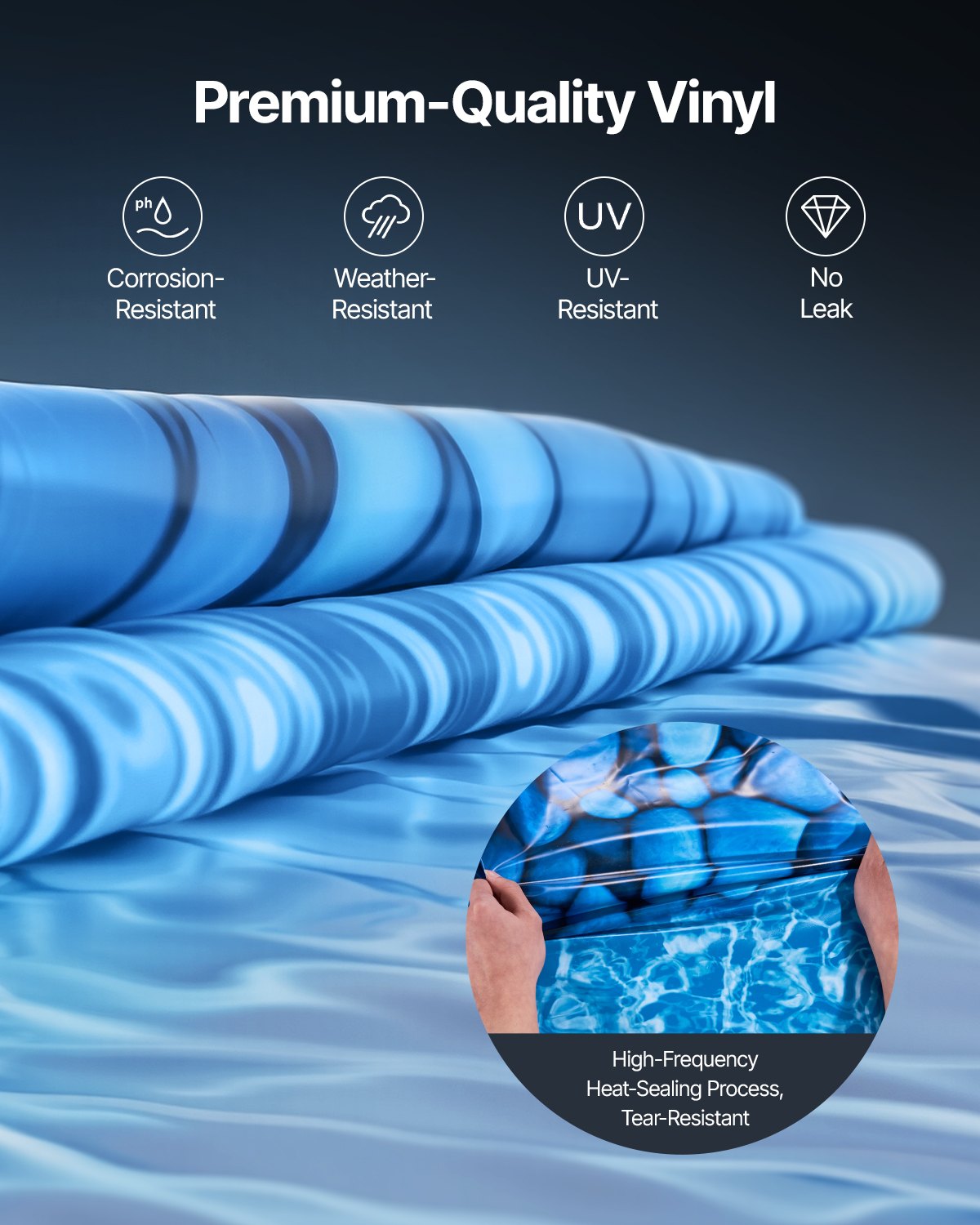 Oval Pool Liner 15x30ft Overlap Style Pool Liner 54in Wall Height